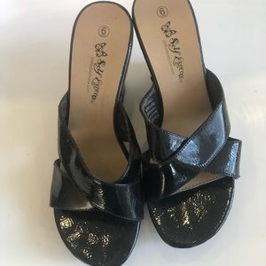 Self Esteem Black Patent Wedges - Size 6